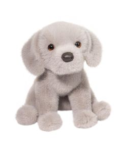 Douglas Cuddle Toys Kuscheltier Labrador Hund Argento in Silbergrau, sitzende Haltung.