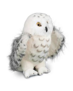 Kuscheltier Schneeeule Legend  von Douglas Cuddle Toys aus weißem Plüsch mit schwarzen Akzenten und gelben Augen.