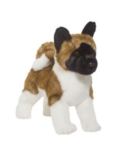 American Akita Stofftier Hund in den Farben Braun, Weiß und Schwarz