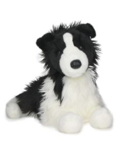 Douglas Cuddle Toys Kuscheltier Border Collie Chase mit schwarz-weißem Fell in liegender Haltung.