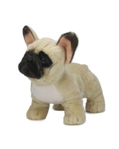 Stofftier Französische Bulldogge in Beige, stehend.