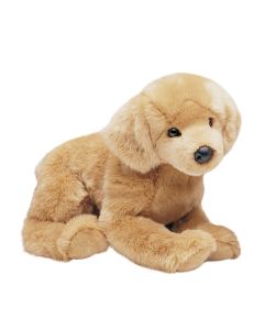 Großer Golden Retriever Kuscheltier Hund Honey von Douglas Cuddle Toys mit goldigem hellbraunem Fell in welpenhafter Sitzpose.