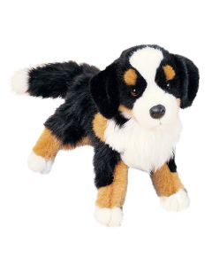 Kuscheltier Berner Sennenhund Trevor von Douglas Cuddle Toys mit dreifarbigem Plüschfell in Schwarz, Braun und Weiß. 
