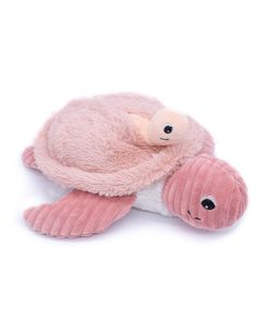 Les Déglingos Ptipotos Kuscheltier Schildkröte in Rosa mit Baby im Panzer.