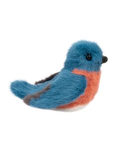 Blauer Kuscheltier Vogel Bertie von Douglas Cuddle Toys mit roter Brust.
