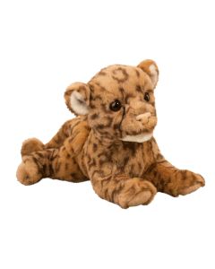 Liegender Plüschtier Leopard mit hellbraunem Fell und typischer Musterung