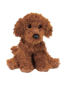 Sitzender Kuscheltier Pudel Ginger von Douglas Cuddle Toys mit braunem Plüschfell.