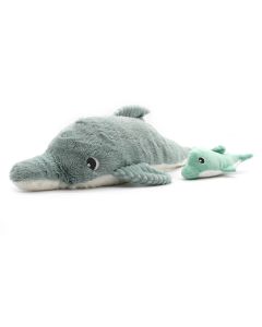 Kuscheltier Delfin Tofou mint mit Baby 50 cm Les Déglingos Ptipotos