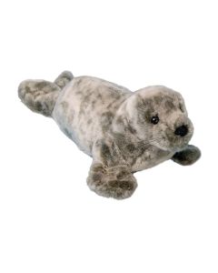 Plüschtier Mönchsrobbe Speckles von Douglas Cuddle Toys mit grauer Fellmusterung.