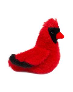 Roter Kardinal Kuscheltier Vogel Carmine von Douglas Cuddle Toys mit rotem Plüschgefieder und schwarzen Details.