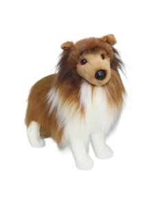 Stofftier Sheltie mit Plüschfell in Rotbraun und Weiß in stehender Pose