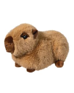 Stofftier Capybara Wasserschwein aus hellbraunem Plüsch auf allen vier Füßen stehend