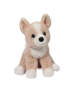 Sitzender Kuscheltier Pomsky-Hund Pookie von Douglas Cuddle Toys mit cremefarbenem Plüschfell.