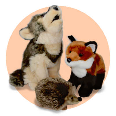 Plüschtier Wolf, Fuchs und Igel - Kategorie Wald und Wiese